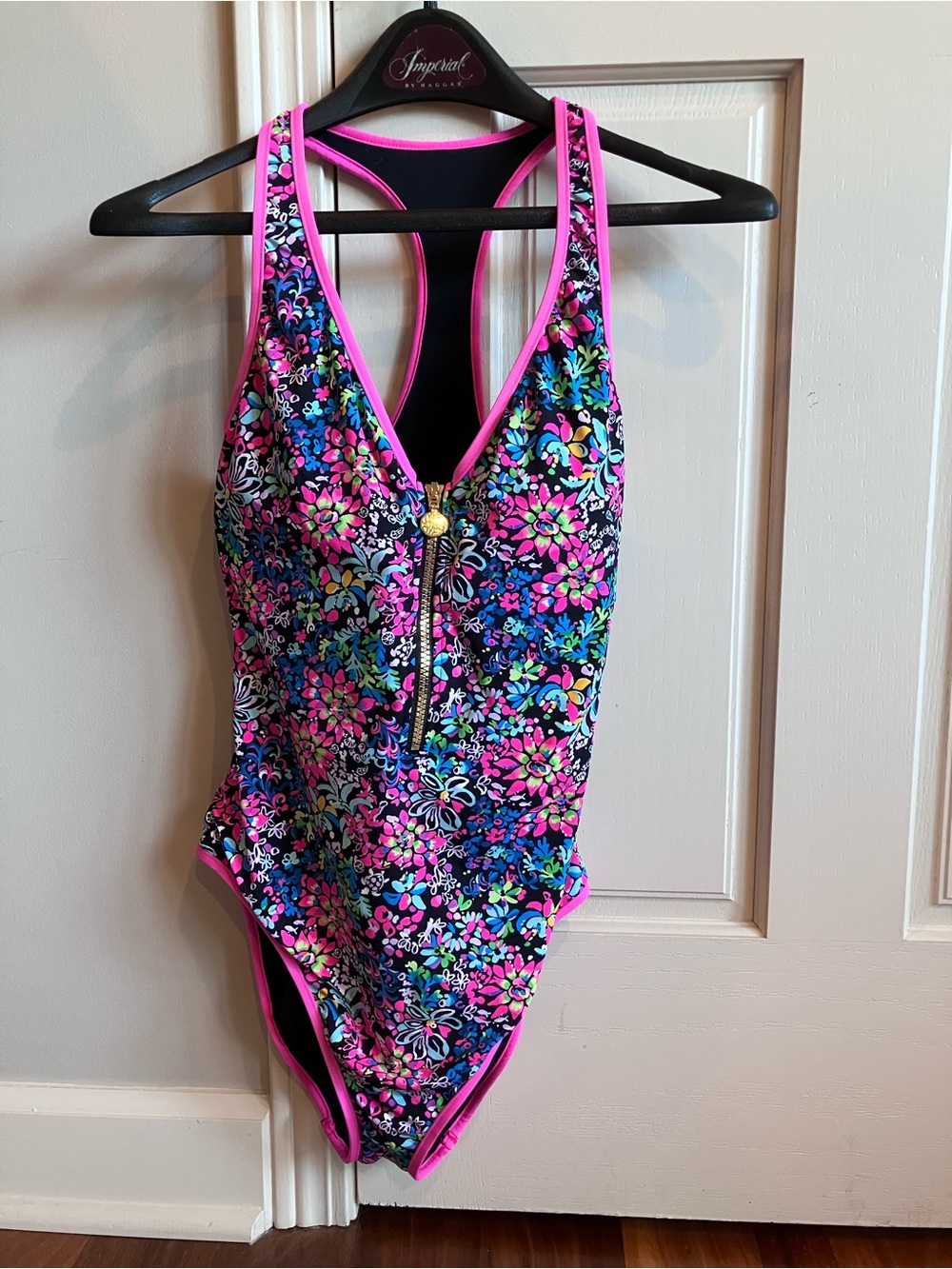 Lilly Pulitzer Floral Zip-Front One-Piece Swimsuit - Pink/Blue/Green